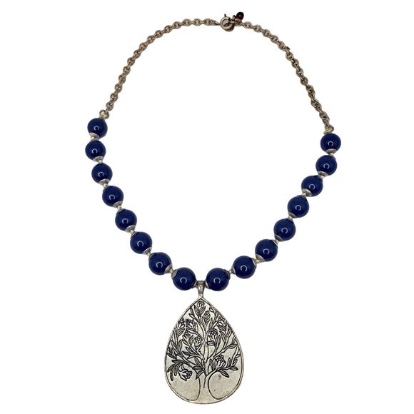 Liz Claiborne Blue Lapis Tree Of Life Pendant Necklace 18” Reflection & Faith - Picture 2 of 16